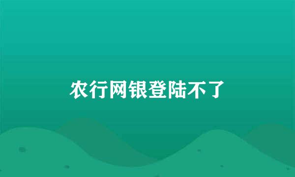 农行网银登陆不了
