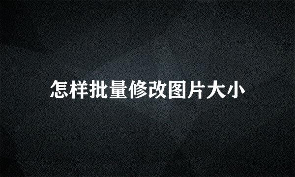 怎样批量修改图片大小