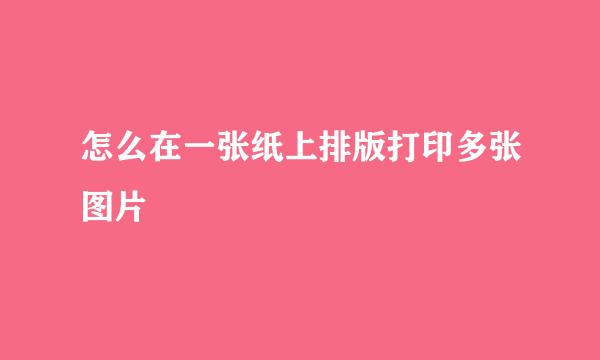 怎么在一张纸上排版打印多张图片