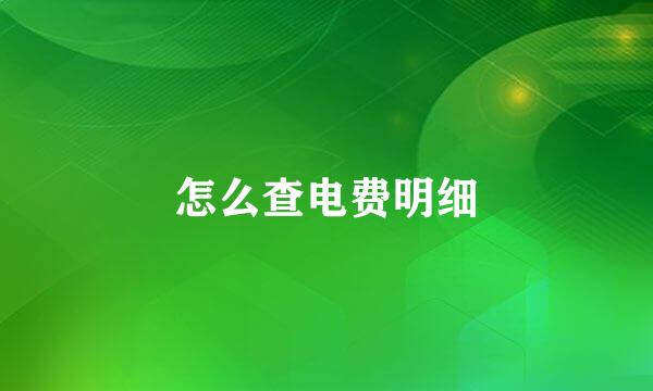 怎么查电费明细