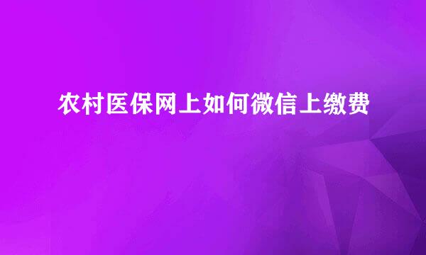 农村医保网上如何微信上缴费